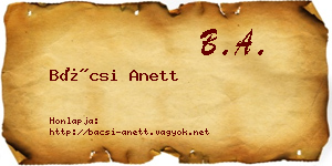 Bácsi Anett névjegykártya