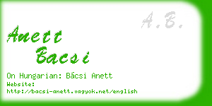 anett bacsi business card