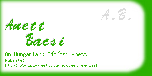 anett bacsi business card